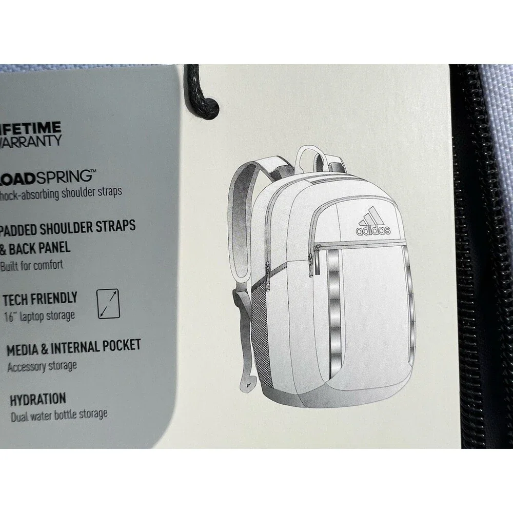 Adidas Excel 7 Backpack Gray Black 16in Laptop Storage Durable New